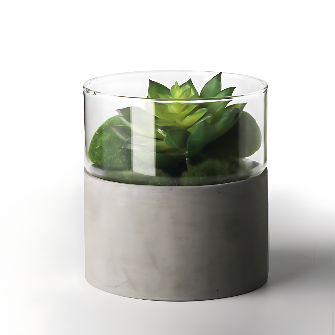 设计师玻璃和混凝土花瓶 36 厘米最小