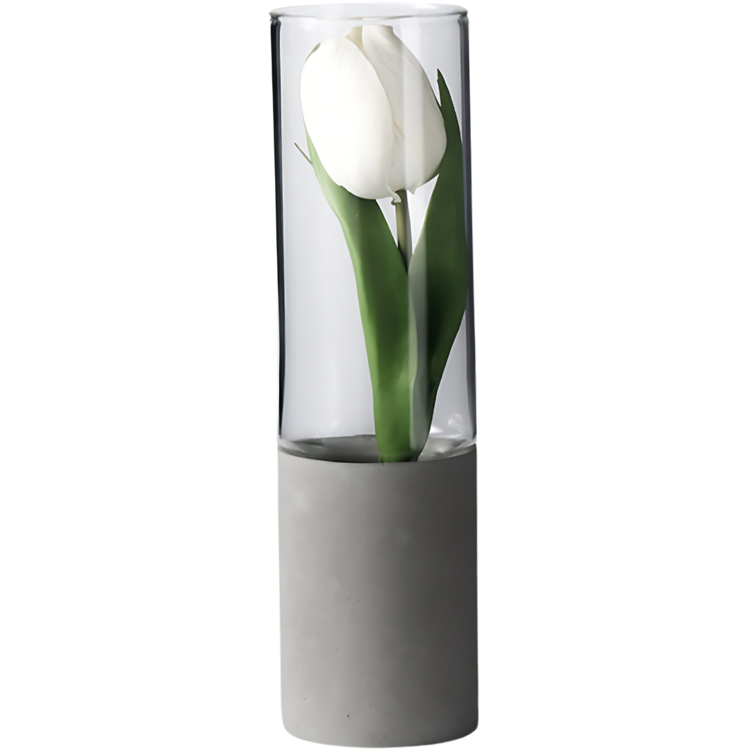 设计师玻璃和混凝土花瓶 36 厘米最小